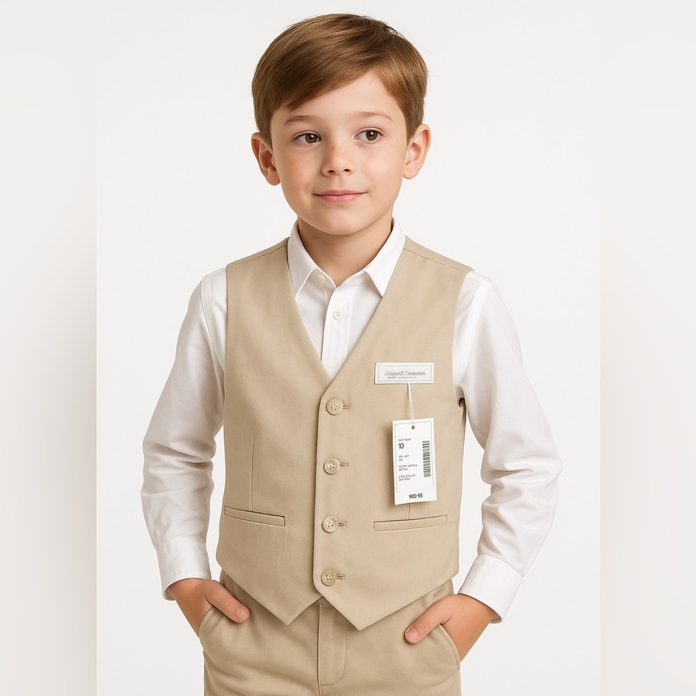 Gymboree Special Occasion Boys Vest Size 10 Beige Biscuit Formal Dress